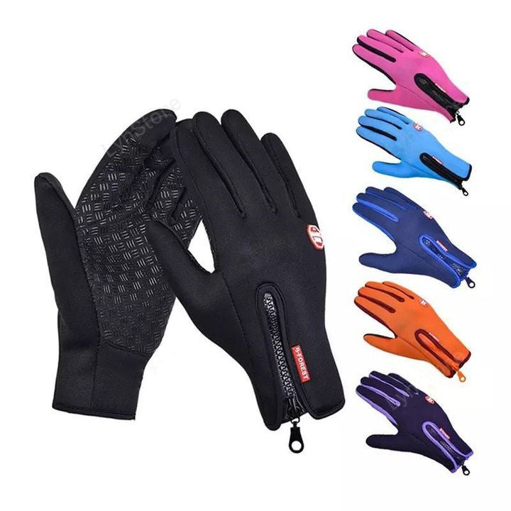 Touch Screen Waterproof Sports Gloves With Fleece