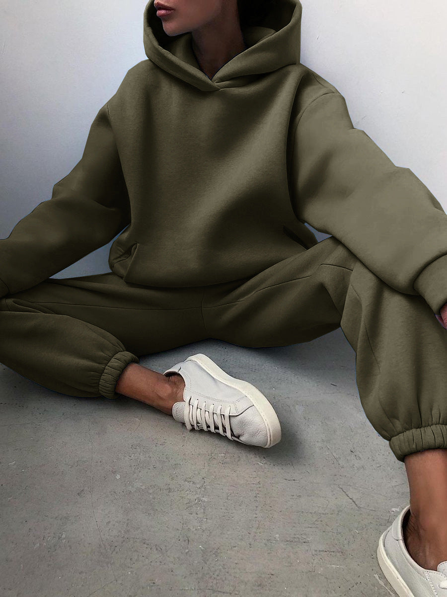 Women's Casual Hooded Sweater Two-piece Hoodie Tracksuit