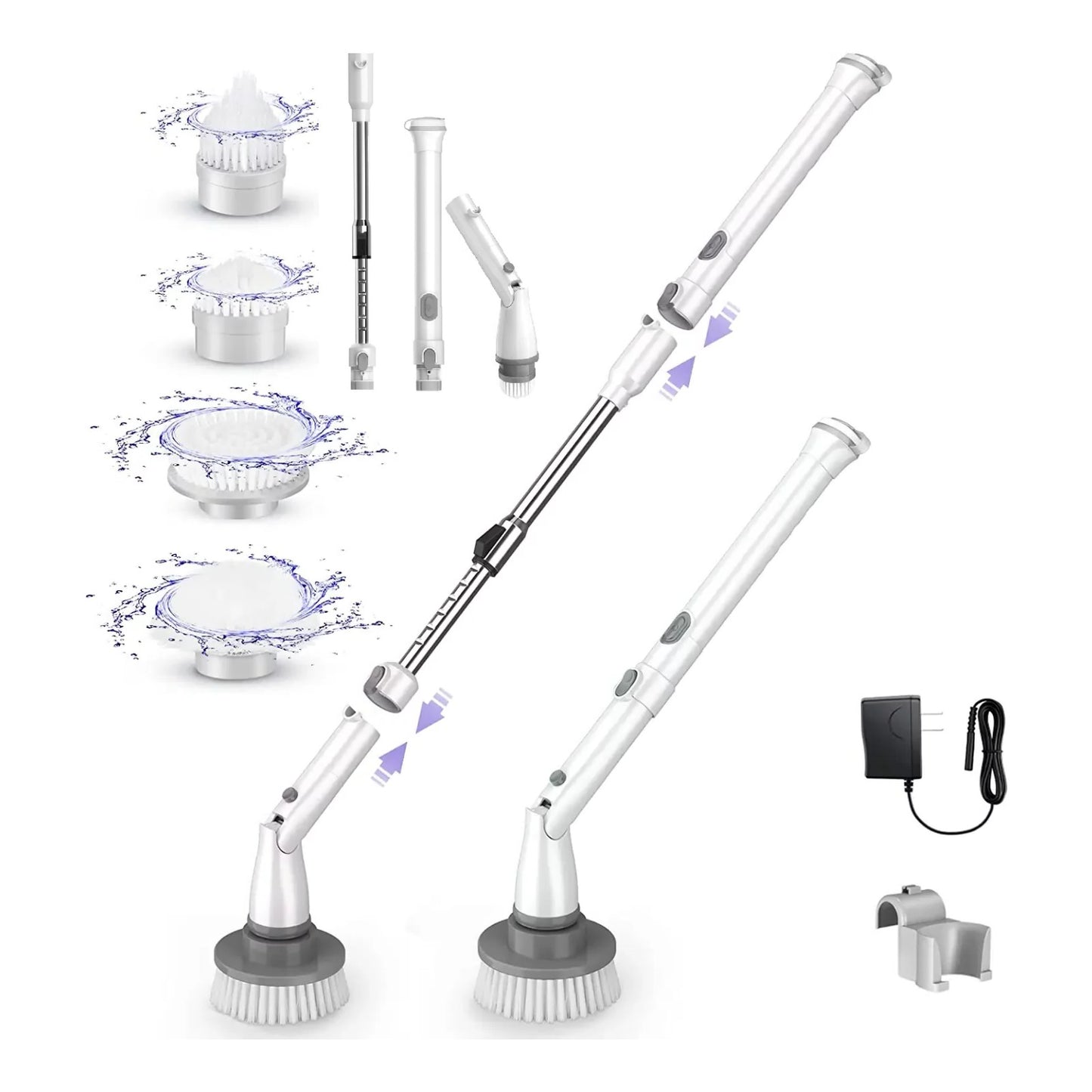 Cordless Telescoping Electric Spin Scrubber & 4 Brush Heads