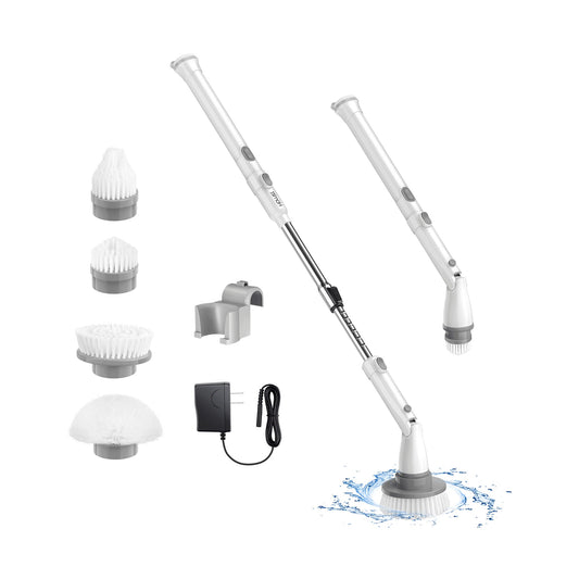 Cordless Telescoping Electric Spin Scrubber & 4 Brush Heads
