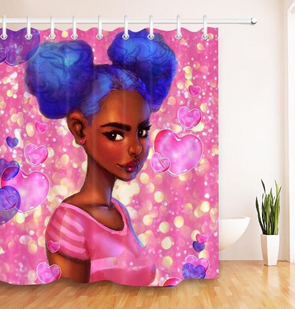 Graffiti Art Hip Hop African Girl Shower Curtain for Bathroom Decor