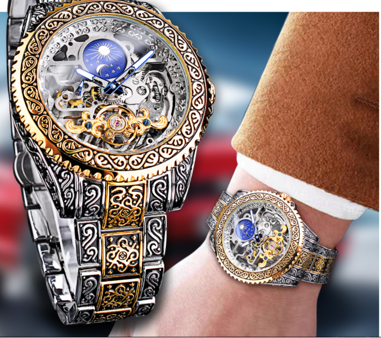 Men's Fashion Hollow Retro Carved Automatic Mechanical Watch