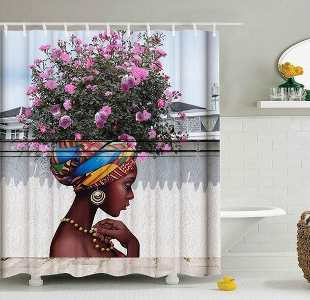 Graffiti Art Hip Hop African Girl Shower Curtain for Bathroom Decor