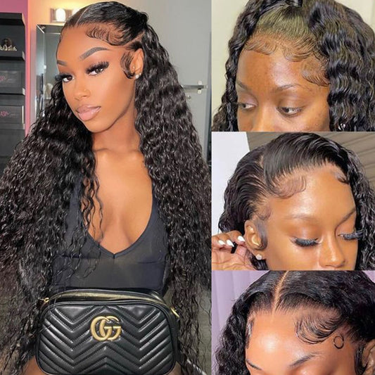 Deep Wave Closure Human Lace Frontal 13x6 Pre Plucked Bleached Knots