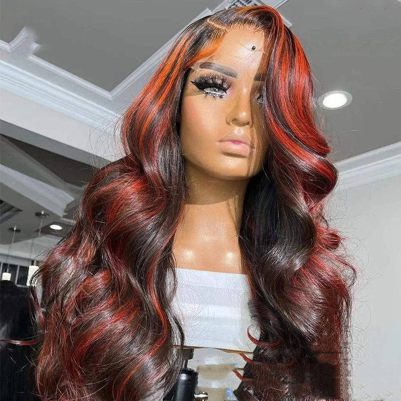 Lace Frontal Burgundy Highlight 13X4 4x4 Closure Wigs