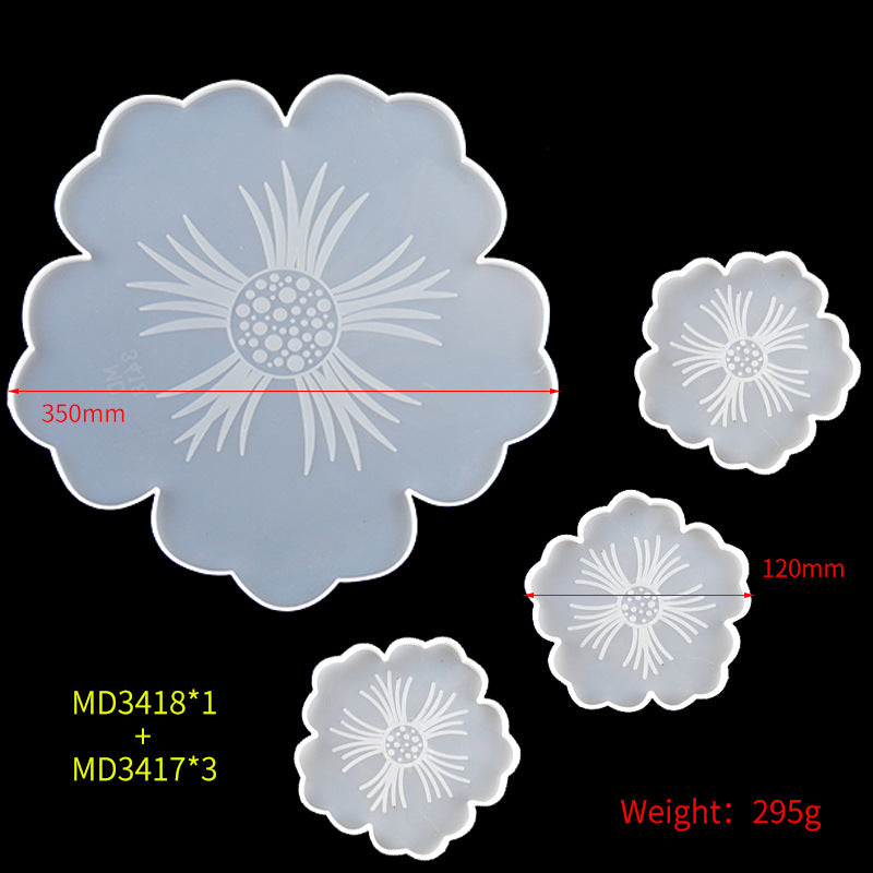Silicone Mold Flower Coaster Mold Set Crystal DIY