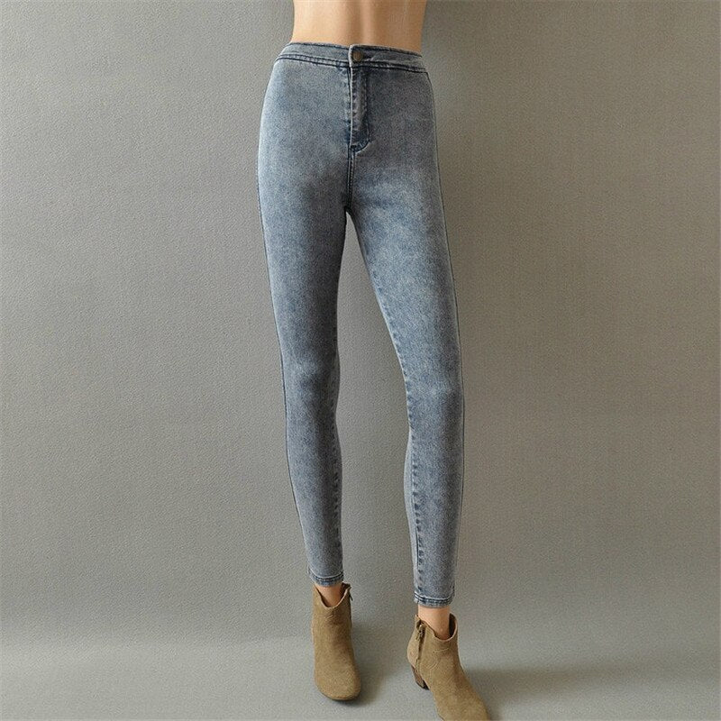High Waist Pencil Pants Lady Slim Elastic Skinny Jeans Spring Trousers Female